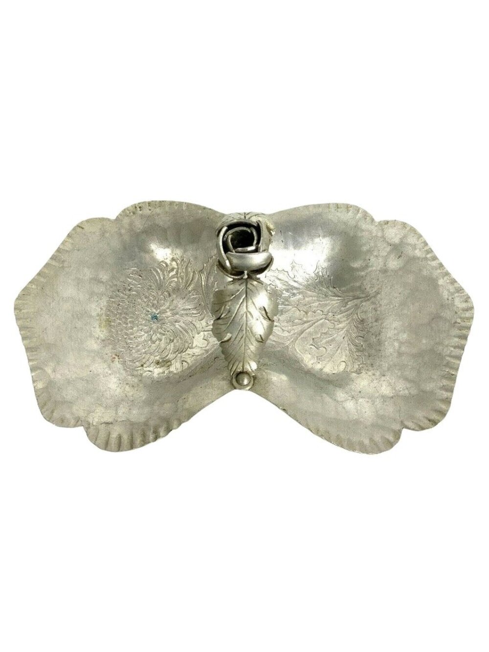 Continental Hand Wrought Aluminum Silver Double Candy Nut Dish